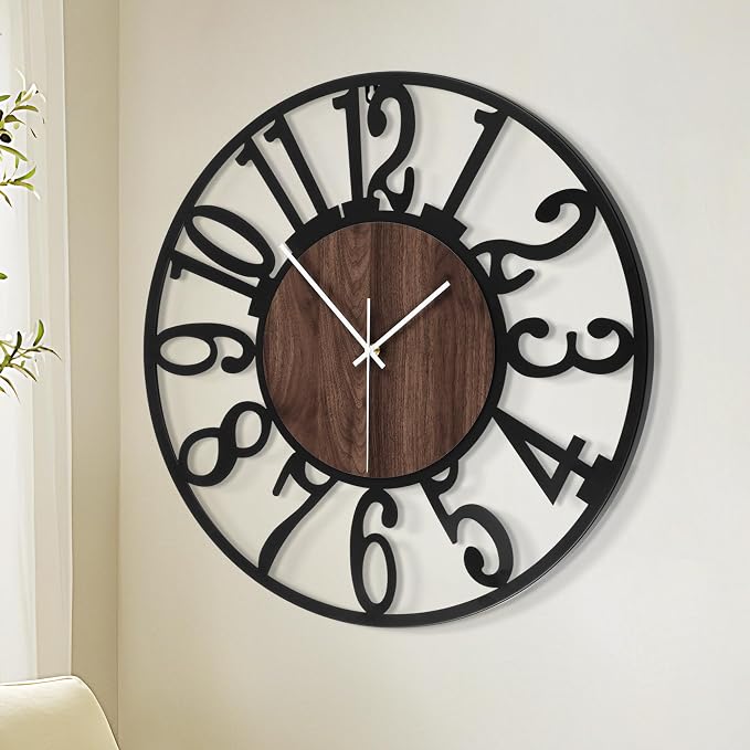 LEIKE Large Wall Clocks for Living Room, Non Ticking, Battery Operated - Image 6