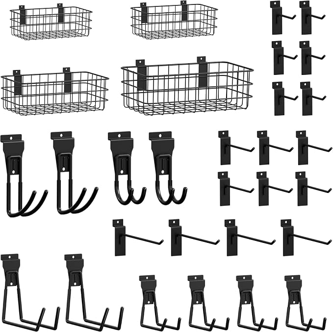 SMARTSTANDARD 30PCS Slatwall Accessories, Includes 4PCS Wall Baskets and 26PCS by SMARTSTANDARD