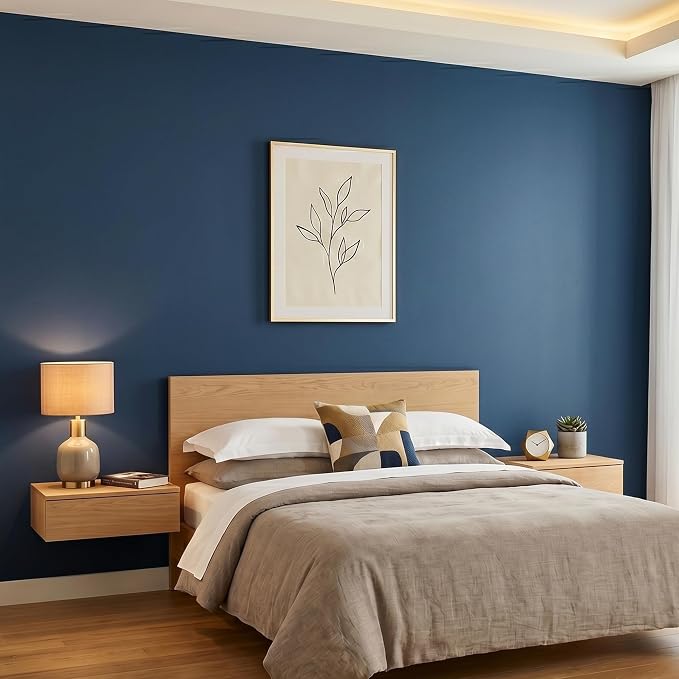FUKU MON 24"x394" Navy Blue Peel and Stick Wallpaper Matte Blue Contact Paper - Image 2