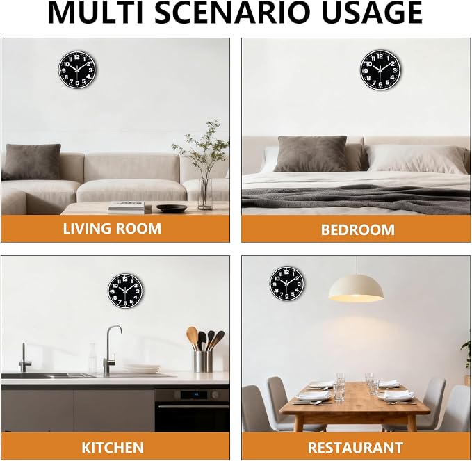 Modern Silent Wall Clock, 10inch Non-Ticking Analog Battery Operated Clock - Image 8