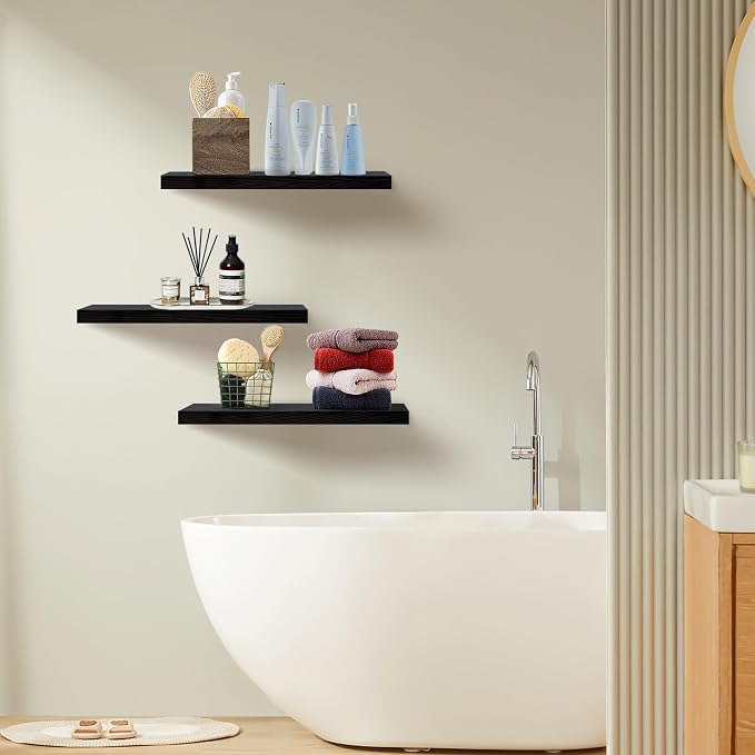 Upassion Floating Shelves for Wall Set of 3, Frame Display Black Floating Shelf - Image 6