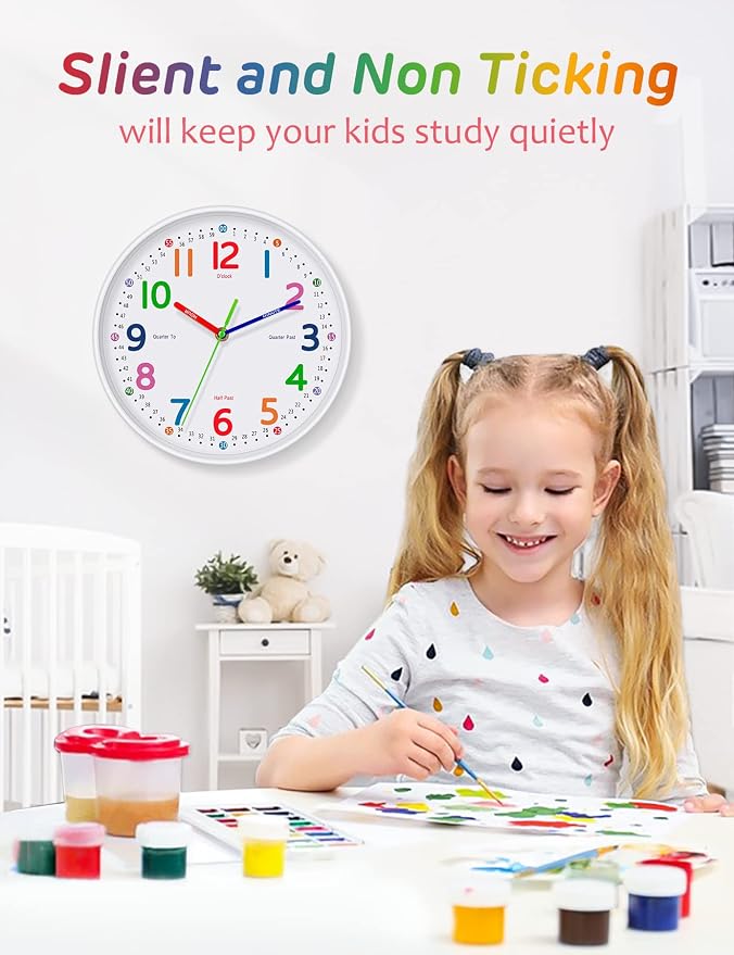 Silent Kids Wall Clock – Non-Ticking, Battery-Powered - Image 3