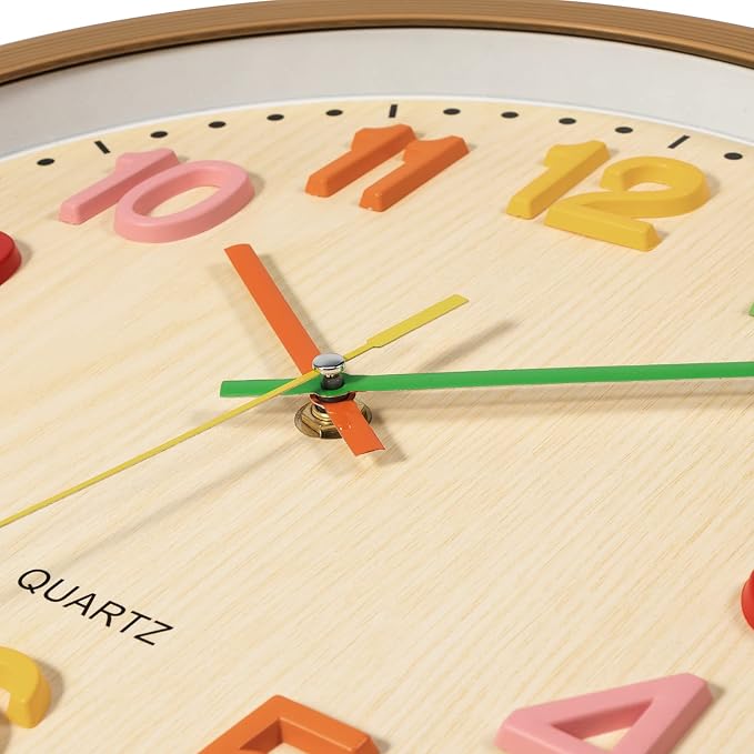 Foxtop Silent Kids Wall Clock Non-Ticking Battery Operated Colorful Childrens - Image 7