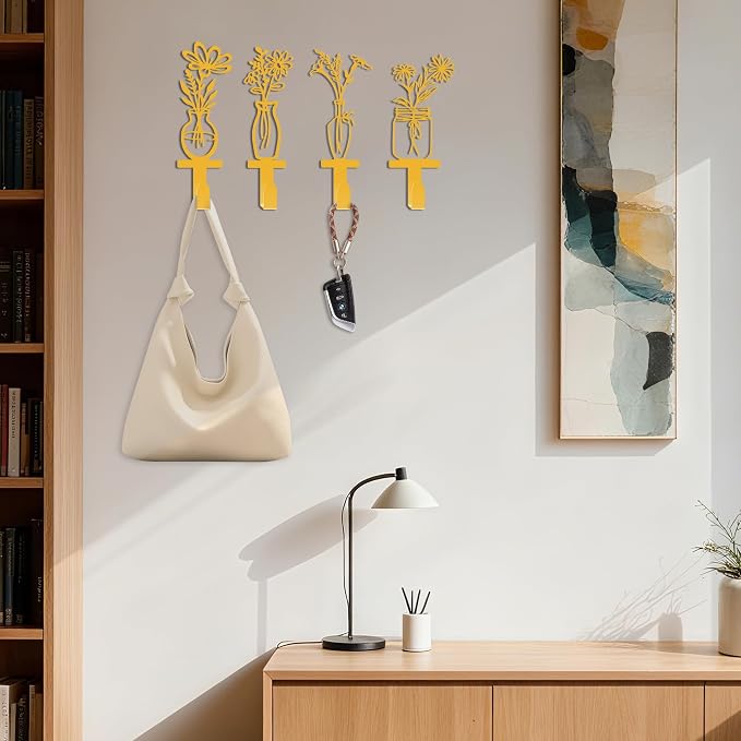 Decorative Wall Hooks, Metal Flowers Wall Decor - Image 3