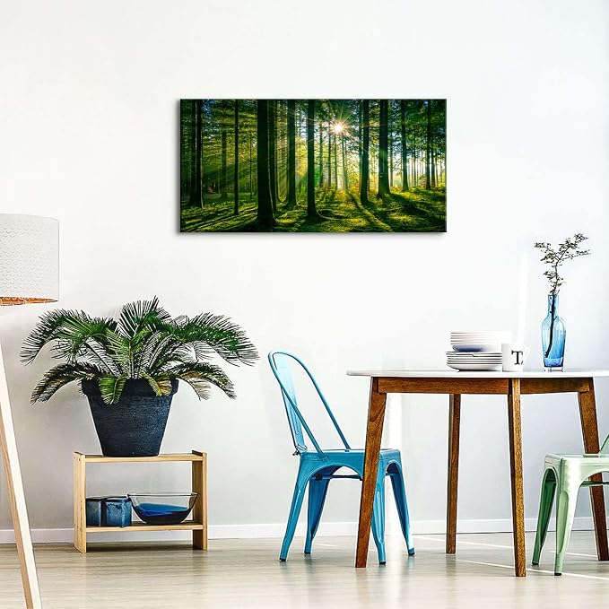 Forest Canvas Wall Art Green Mountain Wall Decor Tree Forest Landscape Prints - Image 6