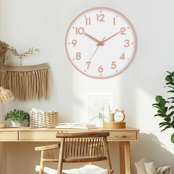 Mosewa Wall Clock 10 Inch, Battery Operated Silent Non-Ticking Modern Analog - Image 4