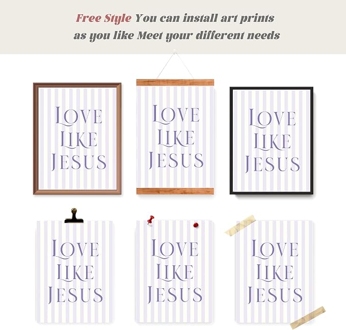 LARTSFRO Coquette Purple Bow Jesus Wall Art Decor Posters, Inspirational Bible - Image 4