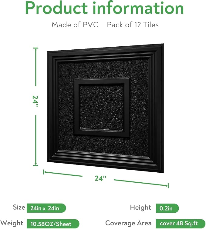 STICKGOO Drop Ceiling Tile 2ft x 2ft, Ceiling Panel High-Grade PVC Coverings 24 - Image 3