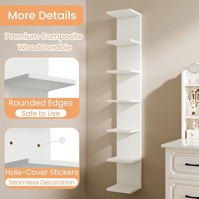 upsimples 7-Tier Floating Wall Shelf, Decorative Shelves - Image 5