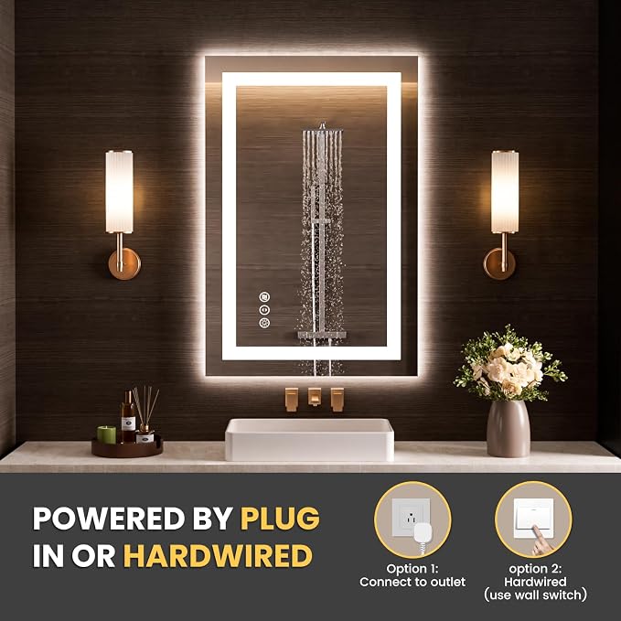 LOAAO 28"x34" LED Bathroom Mirror - Image 6