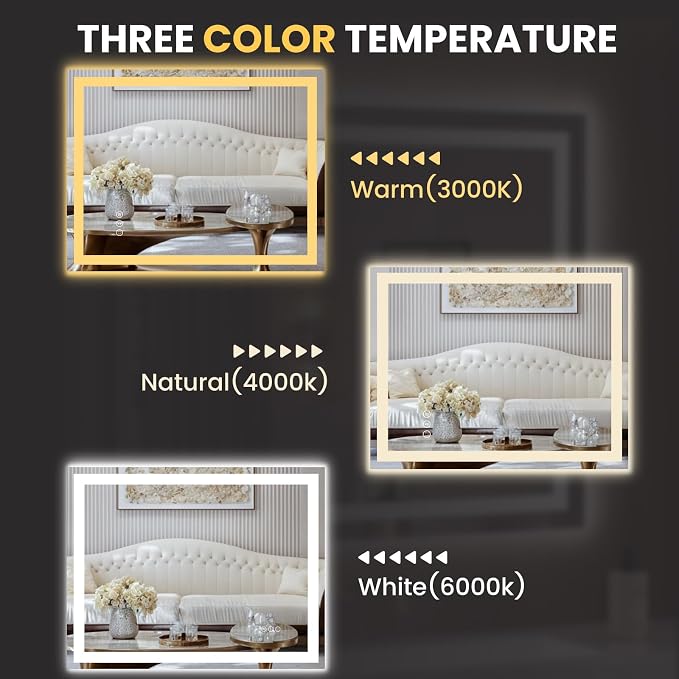 LOAAO 50"x40" LED Bathroom Mirror - Image 5