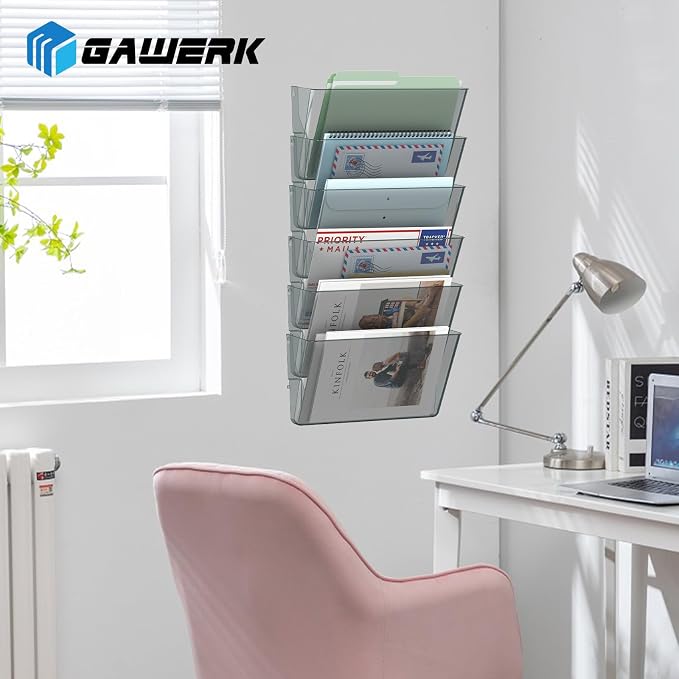 Gawerk Clear Acrylic Single Pocket, Plastic Hanging Wall Mount File Holder - Image 7