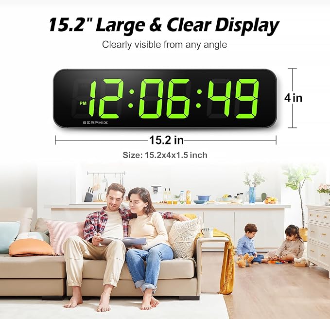 15.2" Large Digital Wall Clock - Image 2