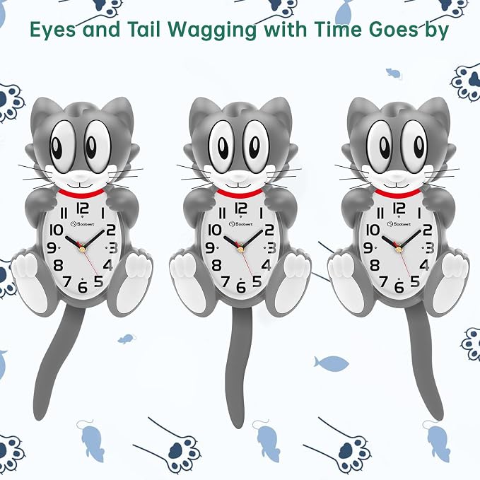 Soobest 18 Inch Large 3D Cat Wall Clock Battery Operated - Image 4