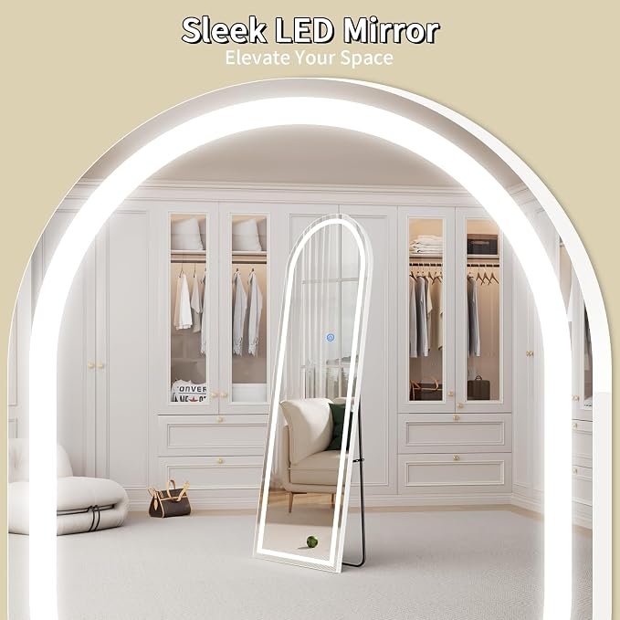 Koonmi Full Length Mirror with LED Lights 65"x26" with Dimming & 3 Color - Image 3