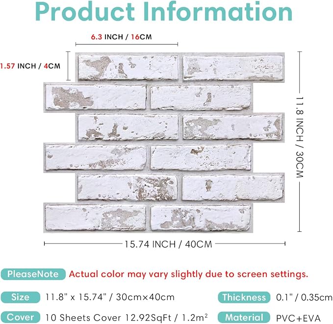 Commomy 3D Peel and Stick Brick, Ultralight Thin PVC Faux Brick Wall Panels - Image 5