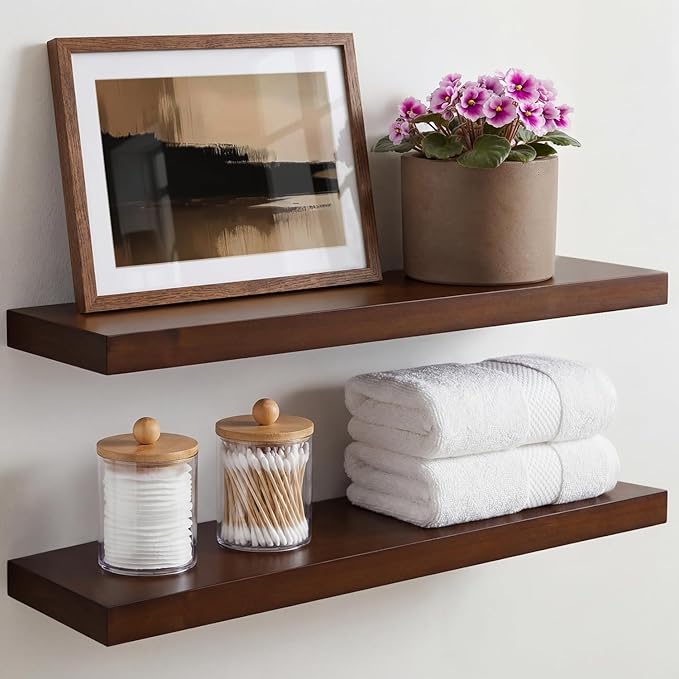 Homeforia 24inch Walnut Floating Shelves by Homeforia