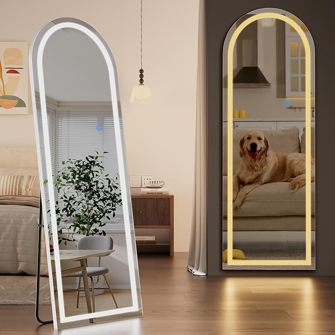 Koonmi LED Arched Full Length Mirror, Lighted Floor Mirrors by KOONMI