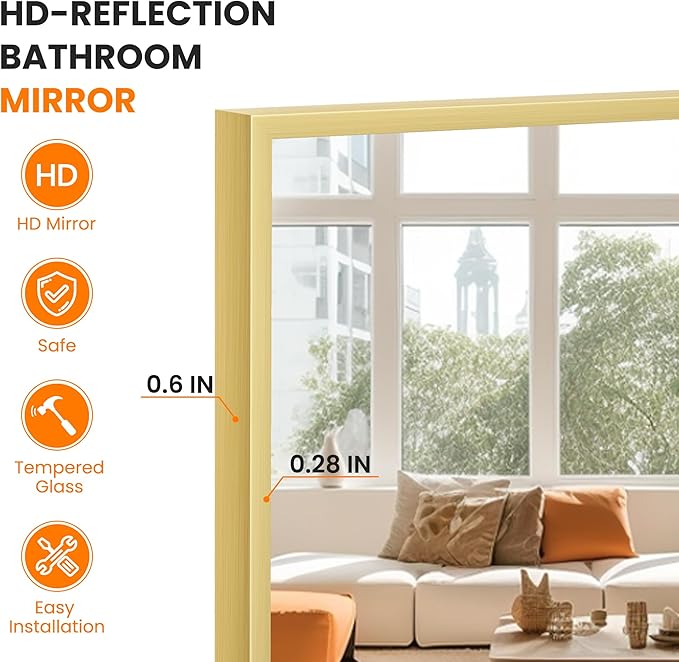 TRAHOME Bathroom Vanity Mirror for Wall, 2 Pack 36" x 24" Metal Framed - Image 3