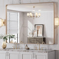 LOAAO 48”X36” Gold Bathroom Mirror, Rounded Rectangle Gold Frame Mirror by LOAAO