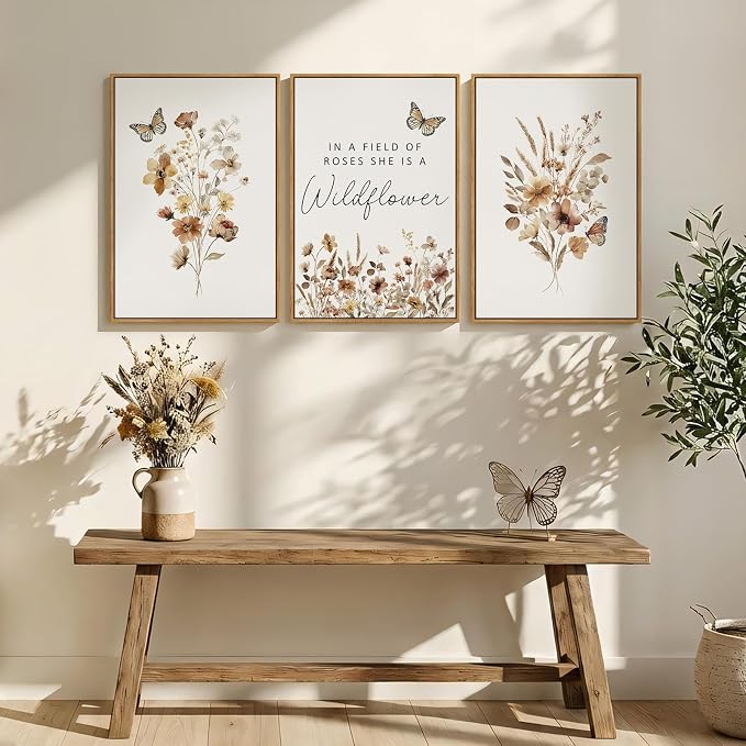 Framed Vintage Wildflower Canvas Wall Art - Image 4