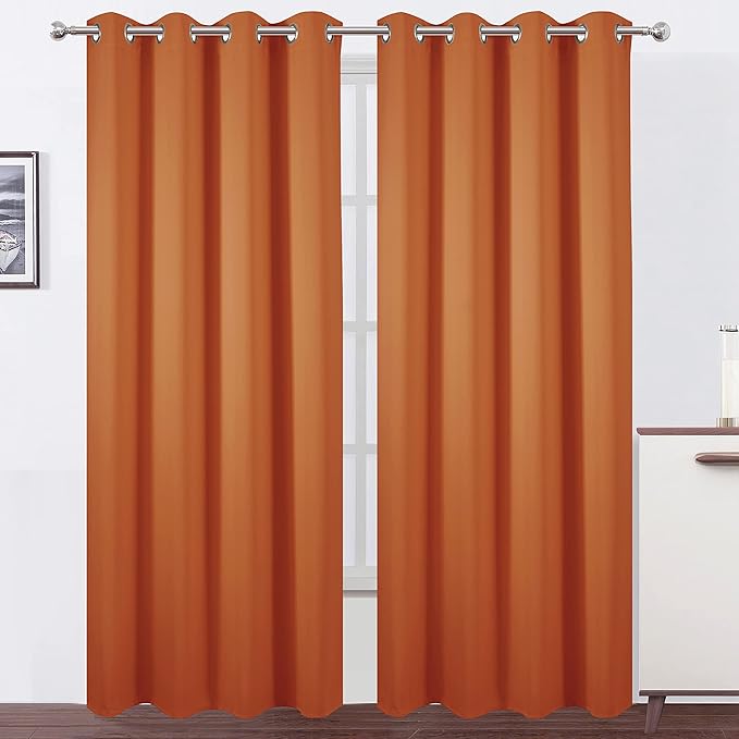 LEMOMO Blackout Curtains 52 x 84 inch/Orange Curtains Set of 2 Panels/Thermal by Lemomo