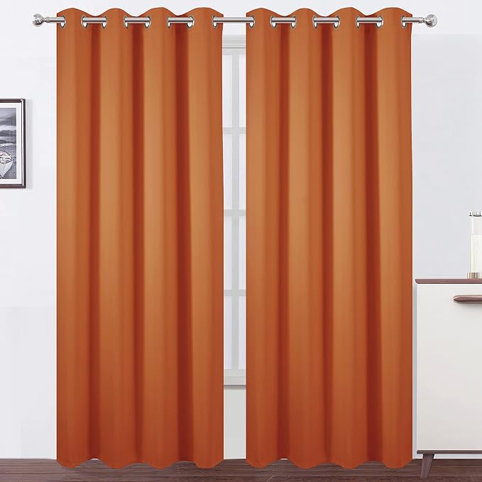 LEMOMO Blackout Curtains 66 x 84 inch/Orange Curtains Set of 2 Panels/Thermal by Lemomo