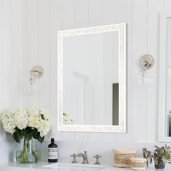 Tanmicoshomy White Shell Framed Rectangular Wall Mirrors - Image 7