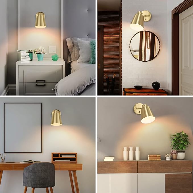 VATONI Dimmable Wall Sconce, Plug in Wall Sconce Adjustable Angle Wall Lights - Image 6