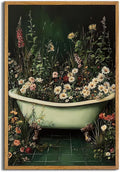 AtterrirArt Framed Vintage Bathroom Wall Art, 16 * 24inch, Whimsical Bathtub by AtterrirArt