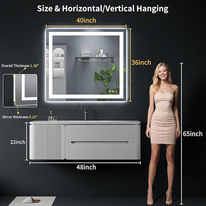 40"x36" LED Bathroom Mirror - Image 9