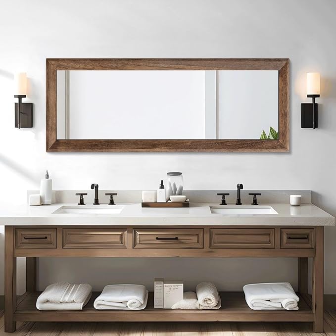AAZZKANG Hanging Mirror Full Length Retro Large Wooden Framed Full Body Mirrors - Image 4