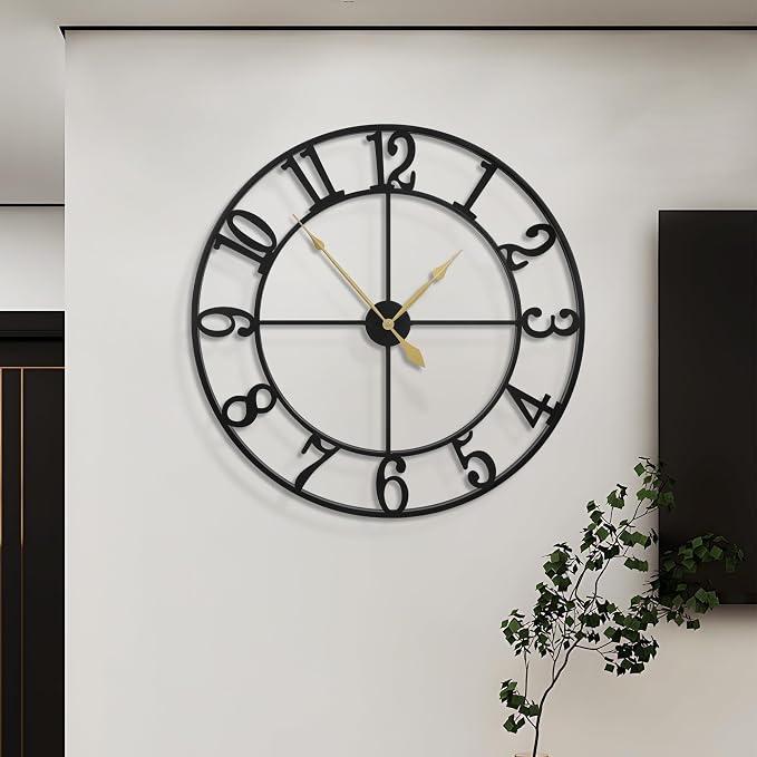 LEIKE Extra Large Wall Clocks, Silent Little Ticking, Battery Operated Vintage - Image 2