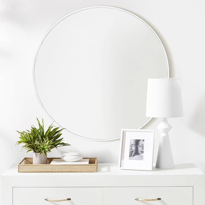 CULER Round White Bathroom 24 Inch Mirror, Circle Wall Modern Mirror - Image 2