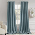 MIULEE Greyish Blue Back Tab Blackout Curtains 102 Inch Long 2 Panels Set by MIULEE
