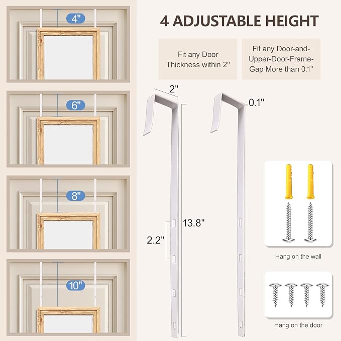 48"x14" Door Mirror, Rustic Full Length Mirror, Over The Door Hanging Mirrors - Image 5