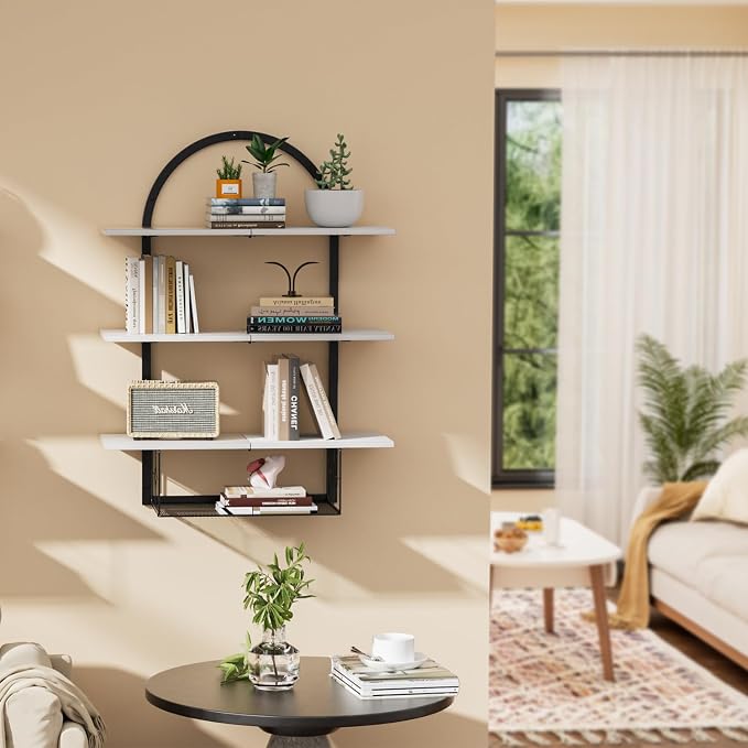 XLHOMO Floating Shelf for Wall- 31.5"x 24" 3+1 Tier White Bathroom Floating - Image 6