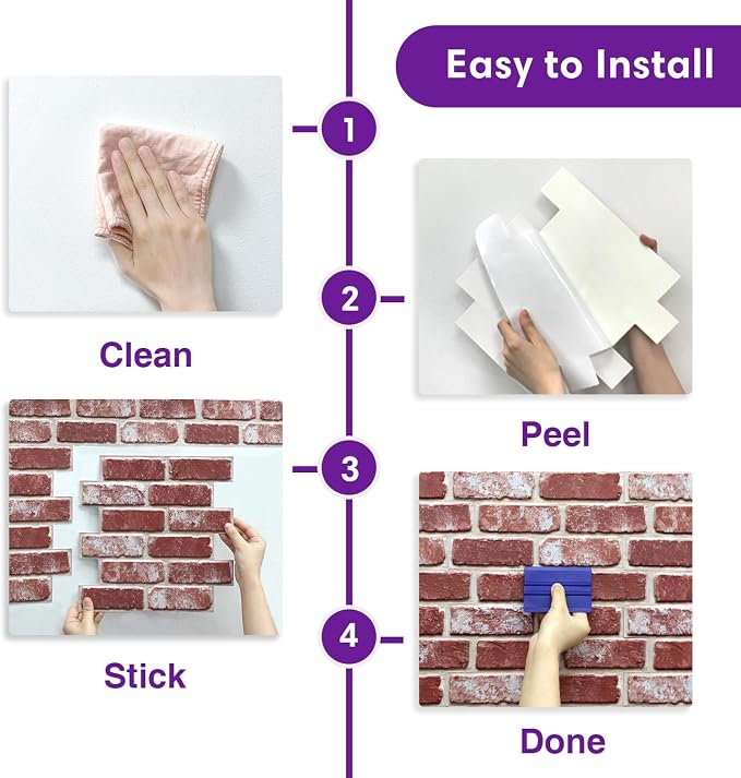 3D Faux Brick Wall Panels Peel and Stick, Small Brick-Look Textured Wall Sticker - Image 6
