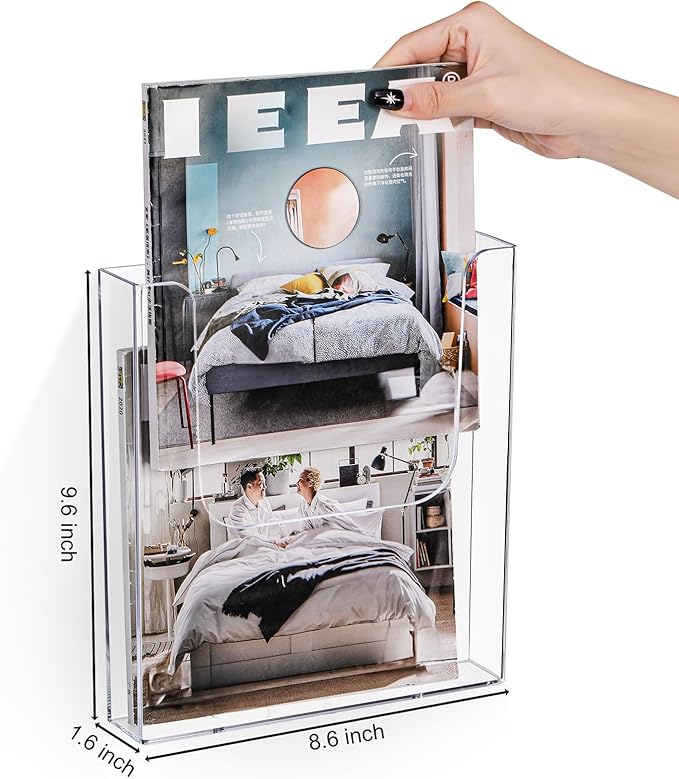 3 Pack Acrylic Brochure Holder, 8.5 x 11 Inch Brochure Holder Wall Mount - Image 2