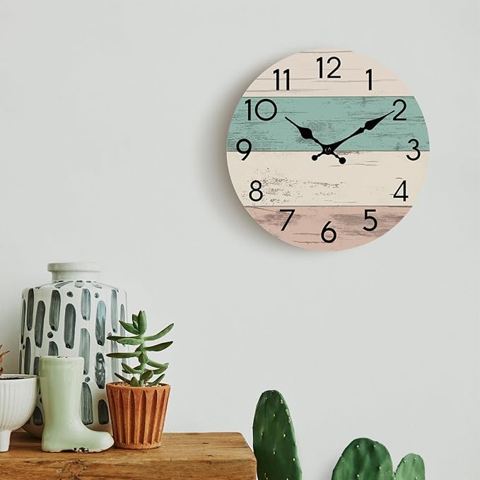 KECYET Wall Clock Silent Non-Ticking Wooden Clocks Battery Operated 8 Inch - Image 3