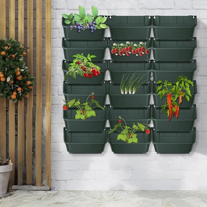 Vertical Wall Planter with 18 Pots, Hanging Garden Plant Flowerpot Holder - Image 5