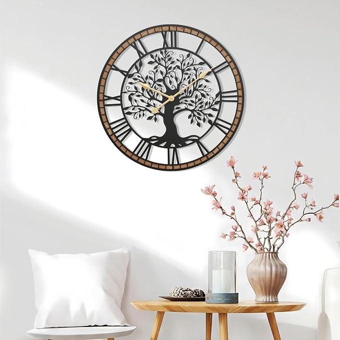 Micasso Rustic Large Wall Clock: 27Inch Farmhouse Tree of Life Metal - Image 6