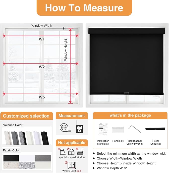 AOSKY No Drill Cordless Blackout Roller Shades - Image 5