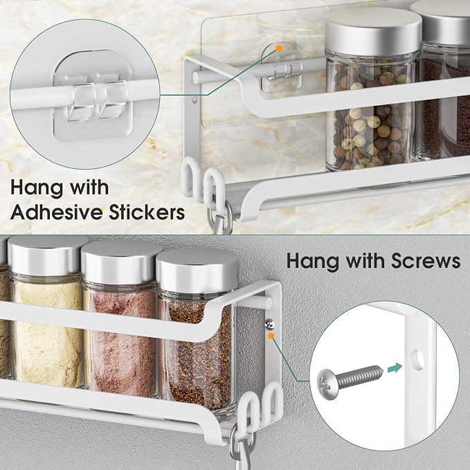 LUCYCAZ 2 Pack Wall Mounted Spice Rack - Image 6