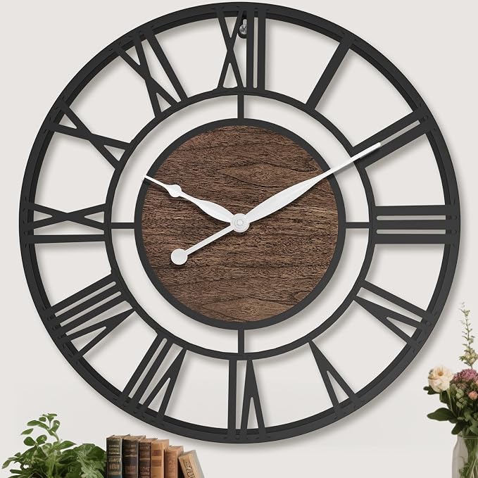 24 Inch Modern Decorative Metal Wall Clock by Unknown