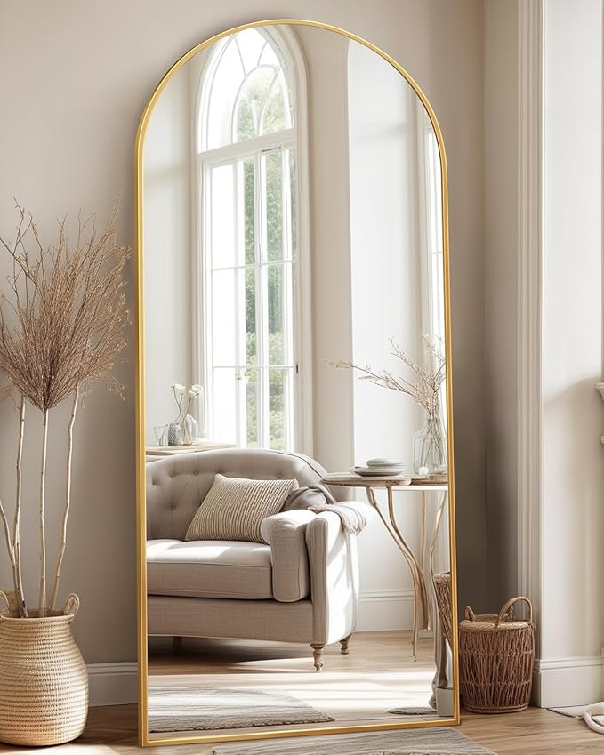 Antok Full Length Mirror, Arched Floor Standing Freestanding Arch Full Body - Image 2