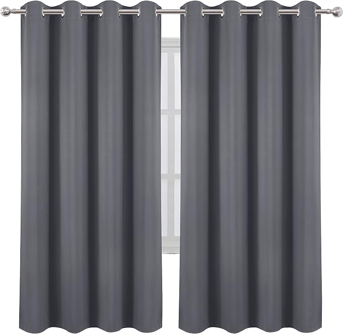 LEMOMO Grey Thermal Blackout Curtains/52 x 72 Inch/Set of 2 Panels Room - Image 2