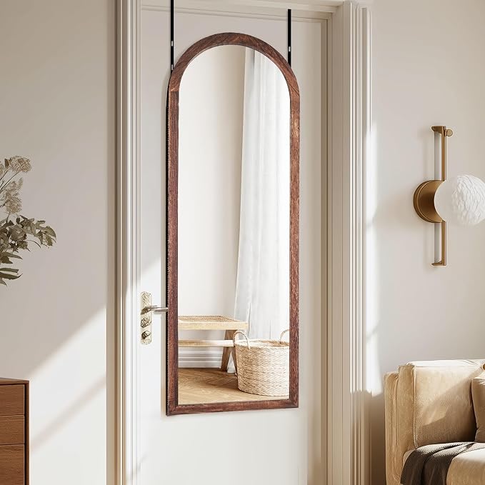 16"x48" Arched Full Length Mirror Solid Wood Wall Mirror - Image 5