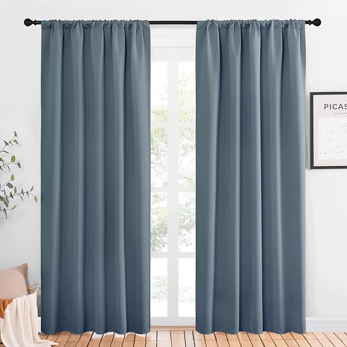 NICETOWN Window Curtains Blackout Drapes, Smoky Blue, 1 Pair, 52 by 84-Inch by NICETOWN