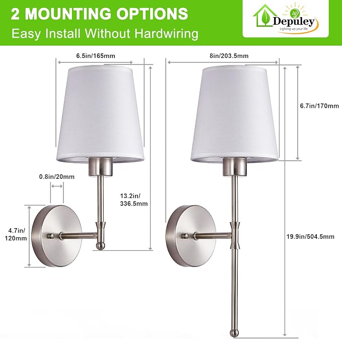 Depuley Battery Operated Wall Sconce: Set of 2 Wireless Wall Lights - Image 7